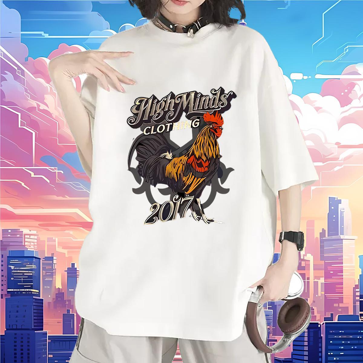 Lady Womens T Shirts Round Neck Short Sleeve Women Tees DIY Logo chicken Casual 230g Cotton 2024 Designer Tees Shirts