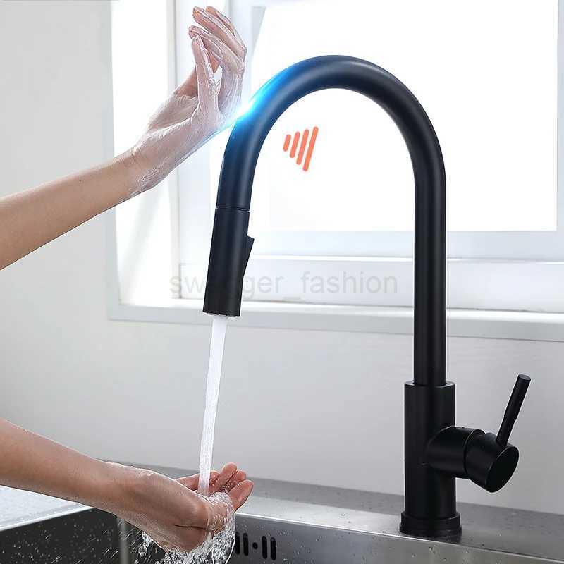 Sensor Kitchen Faucets Brushed Gold Smart Touch Inductive Sensitive Faucet Mixer Tap Single Handle Dual Outlet Water Modes 1005JXJ240806