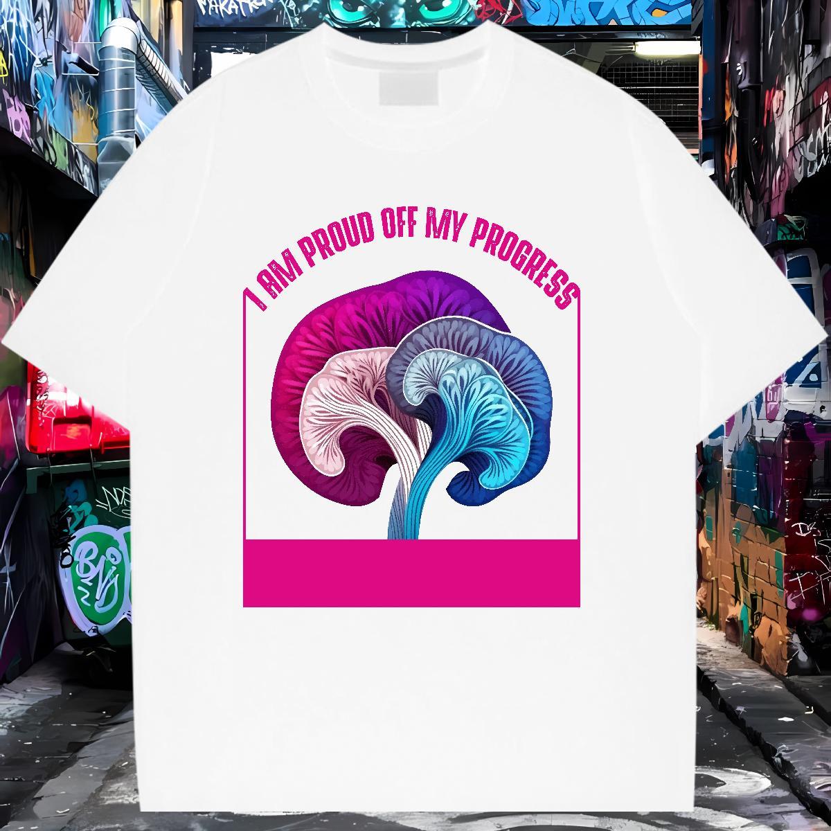 Stylist Men T Shirts 230g Pure Cotton mushroom Beach Tops Tees O Neck Short Sleeves Cool Men Clothes T-Shirt Oversized 4XL