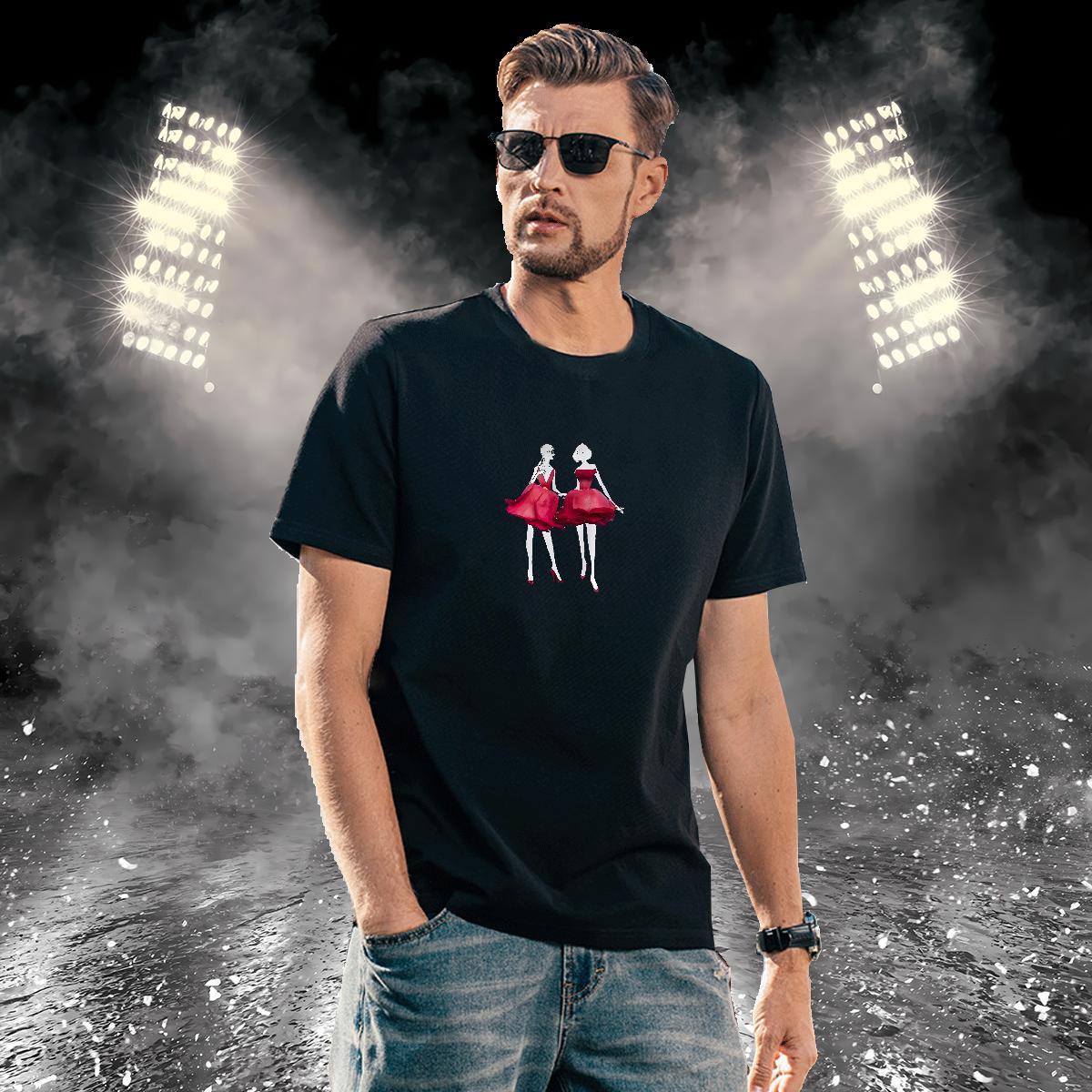 T shirt 230g Cotton character Casual Beach Breathable DIY Couples T Shirts Wholesale High Quality Tops Shirt