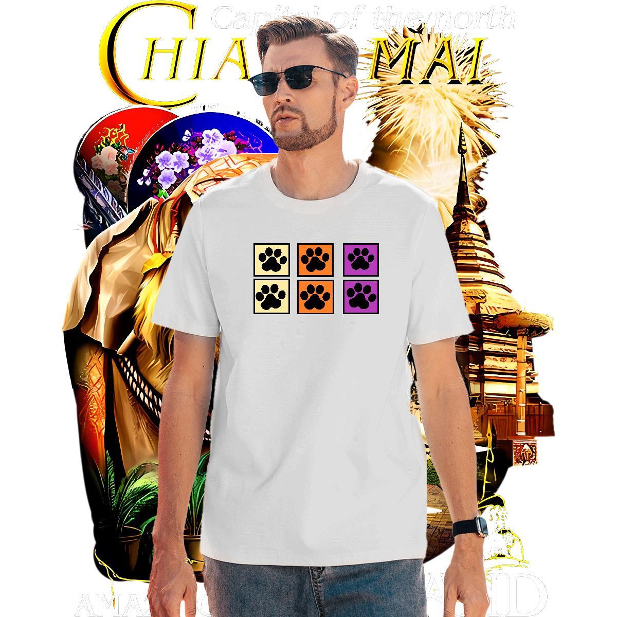 Comfortable Men Tshirts 230g 100% Cotton dog's paw Man T Shirts Hip Hop Short Sleeve Soft Custom Big Size DIY Customized Top Tees