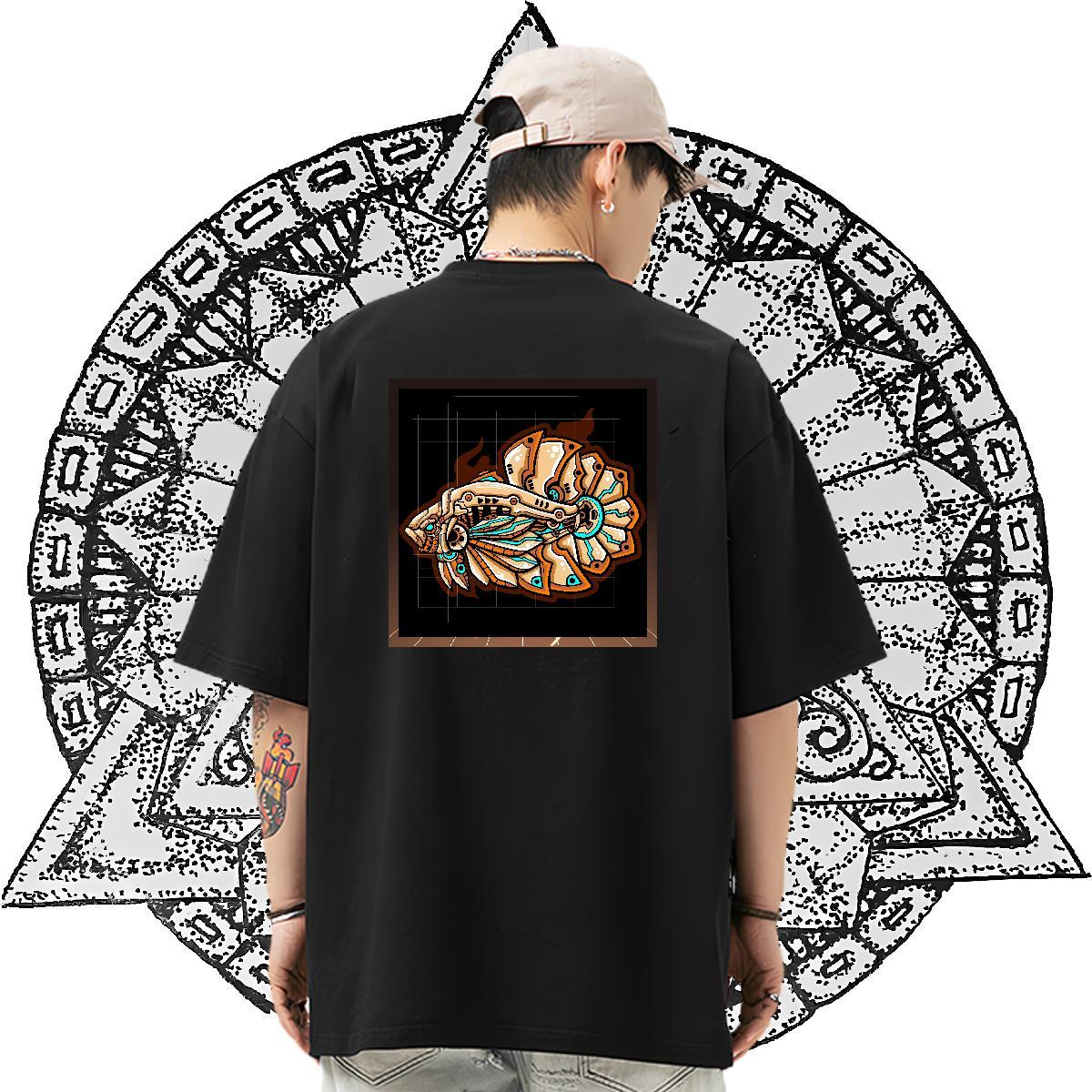 Fashion Design T Shirts Men 230g Pure Cotton Robotic fish Home Outdoor Clothes Breathable TOP Quality Couples T Shirts White Plus Size