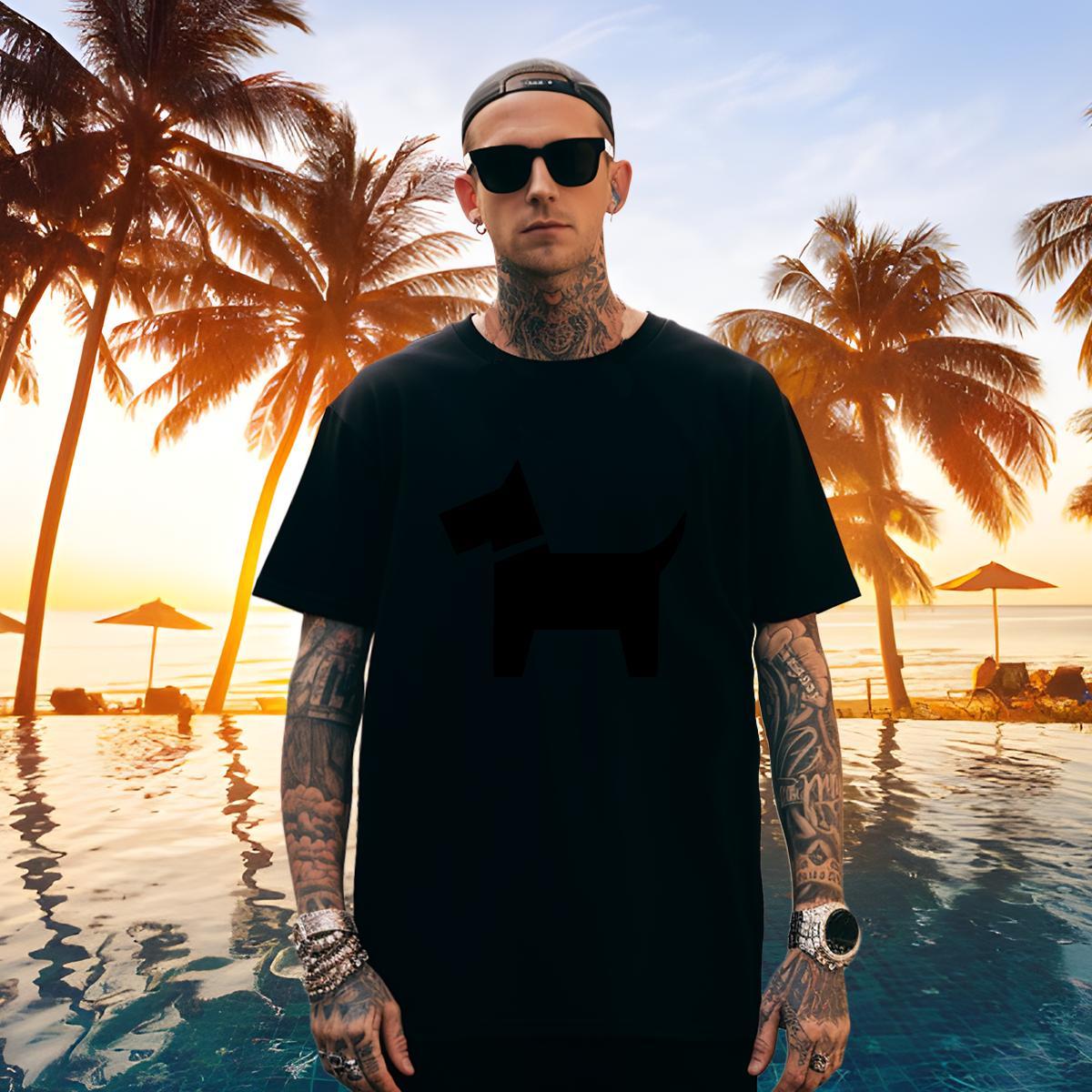 Soft Men Tshirts 230g 100% Cotton Dog T-Shirts Sport Breathable Crew Neck DIY New Tees Shirts