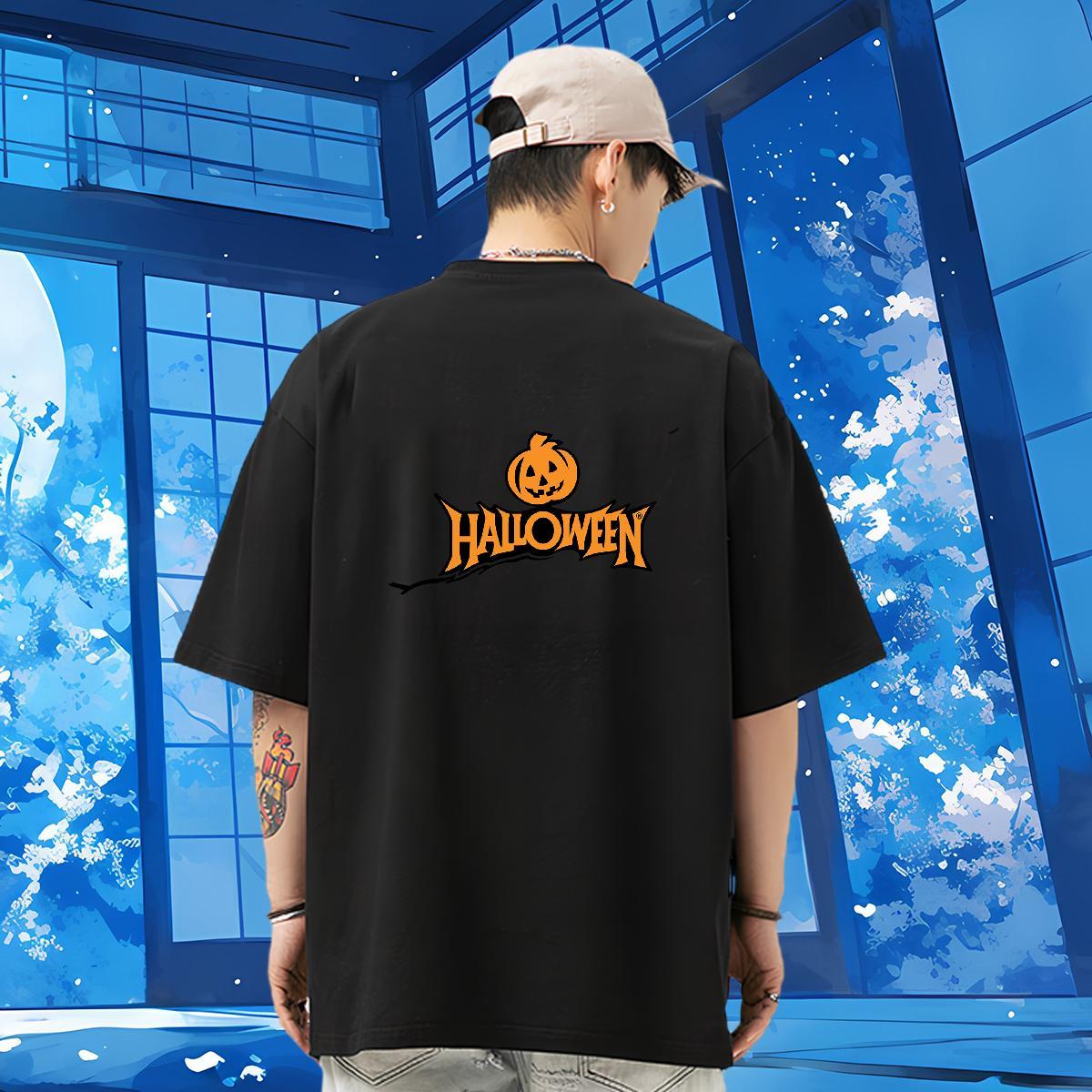 2024 Summer T Shirts Men 230g 100% Cotton pumpkin Spring Summer Tees Shirts Short Sleeve Soft Loose Fit Men Tees Customized