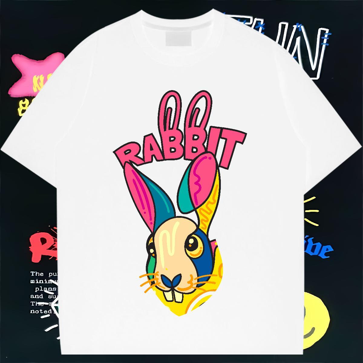 Custom T-Shirts 230g Pure Cotton rabbit Spring Summer Tee Shirt Breathable Short Sleeve Cool Design Men Clothes T-Shirt Custom Big Size