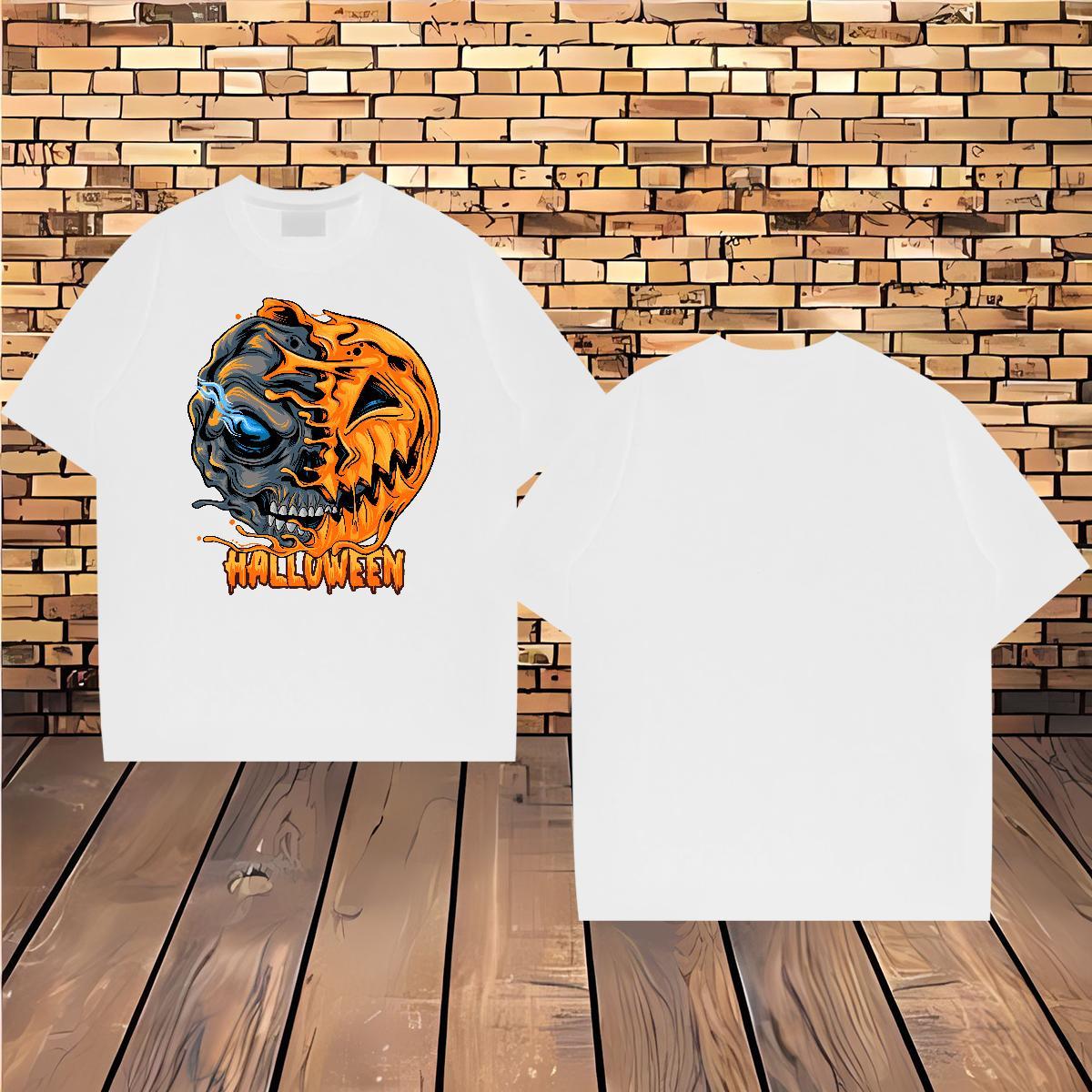 2024 T Shirts Men 230g 100% Cotton Halloween Street Tops Crew Neck Popular Tshirts Custom Big Size