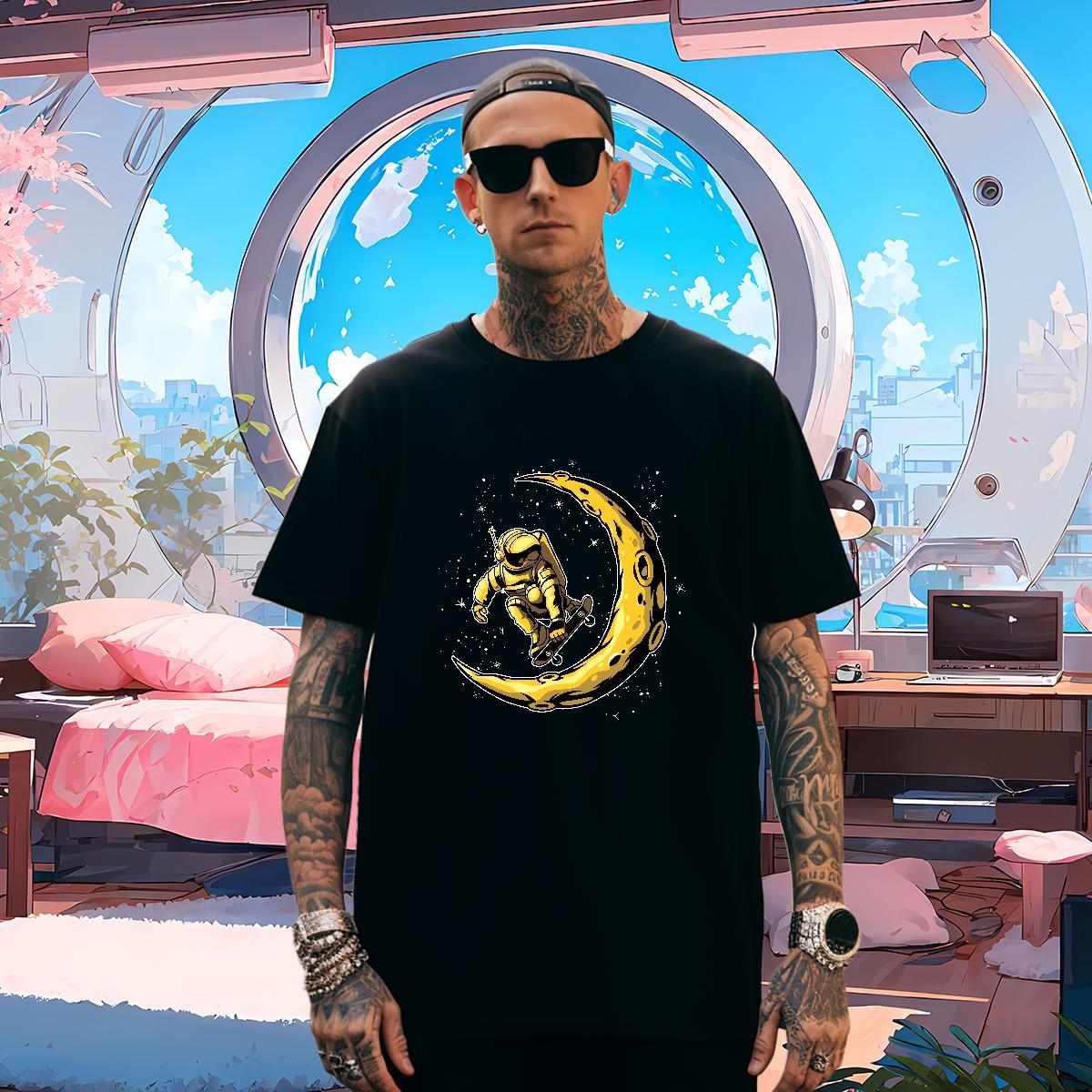 Mens T Shirts 230g Pure Cotton universe Sport Breathable Crew Neck Oversized 4XL Men Tops Tees Casual New Brand Polos