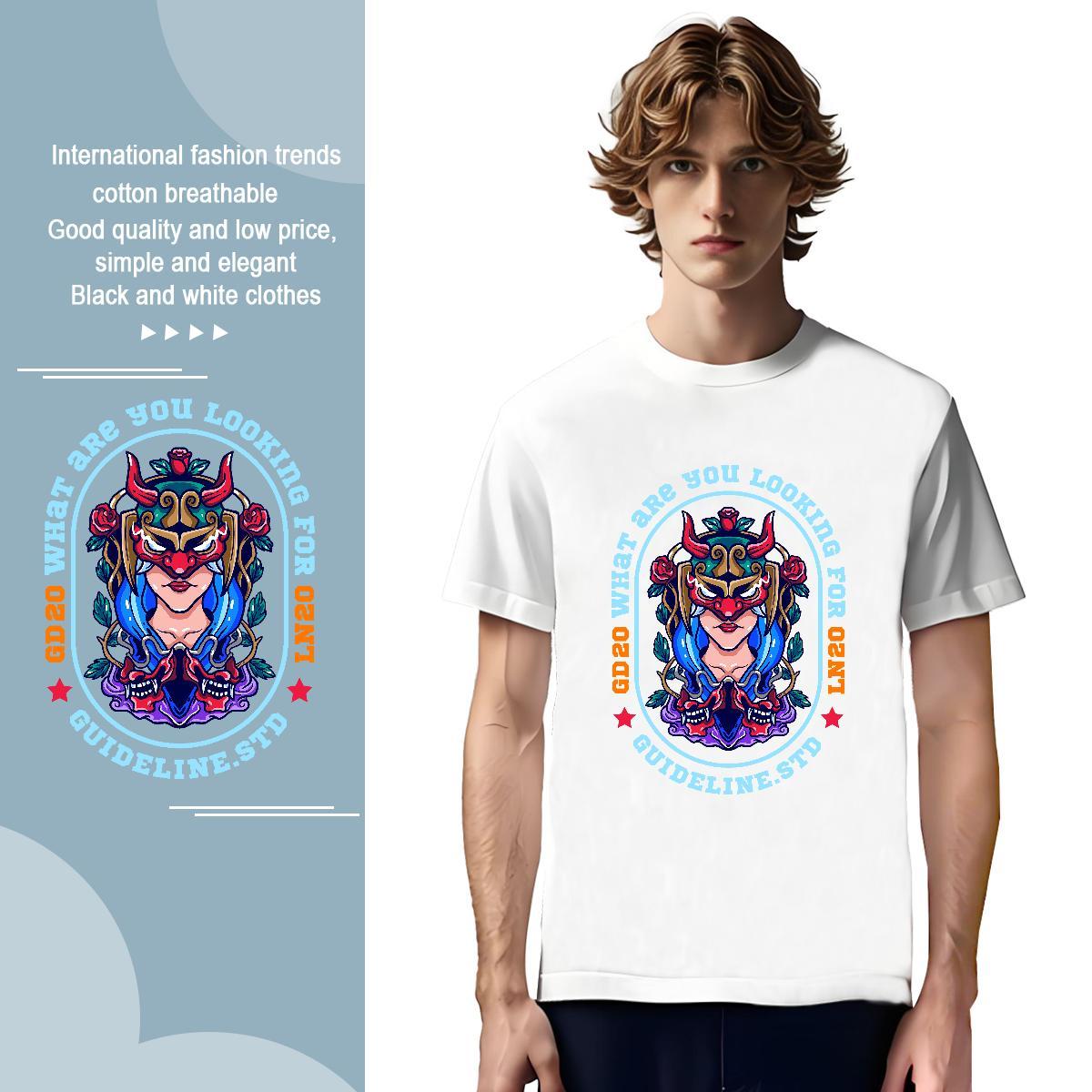 Man T Shirts 230g 100% Cotton game Daily Wear Crew Neck Breathable Cartoon Printing L-4XL Men Tees Free Shipping Popular Polos