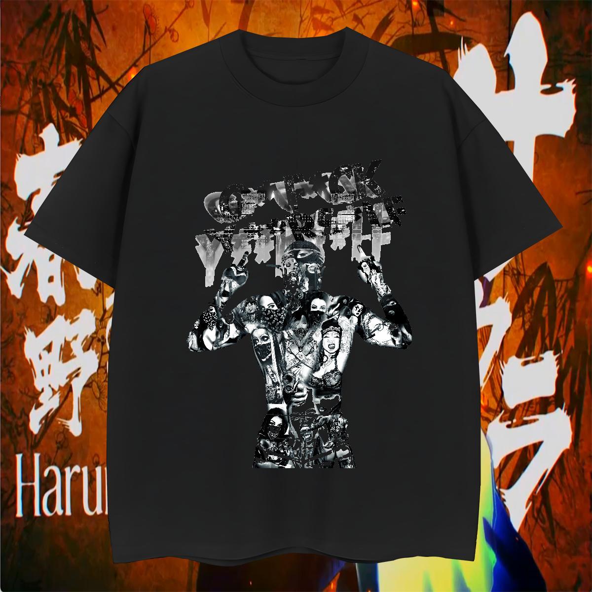 Men T Shirts 230g Pure Cotton painting High Street Hip Hop O Neck Short Sleeves Anime Mens Tshirts 2024 Summer Unisex Top Tees