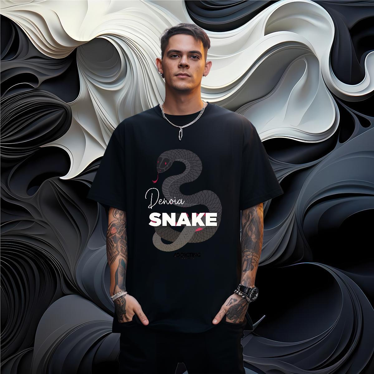 Casual New T shirt 100% Cotton 230g snake Casual Beach Tops Breathable Crew Neck Cool Couples T Shirts Floral Print