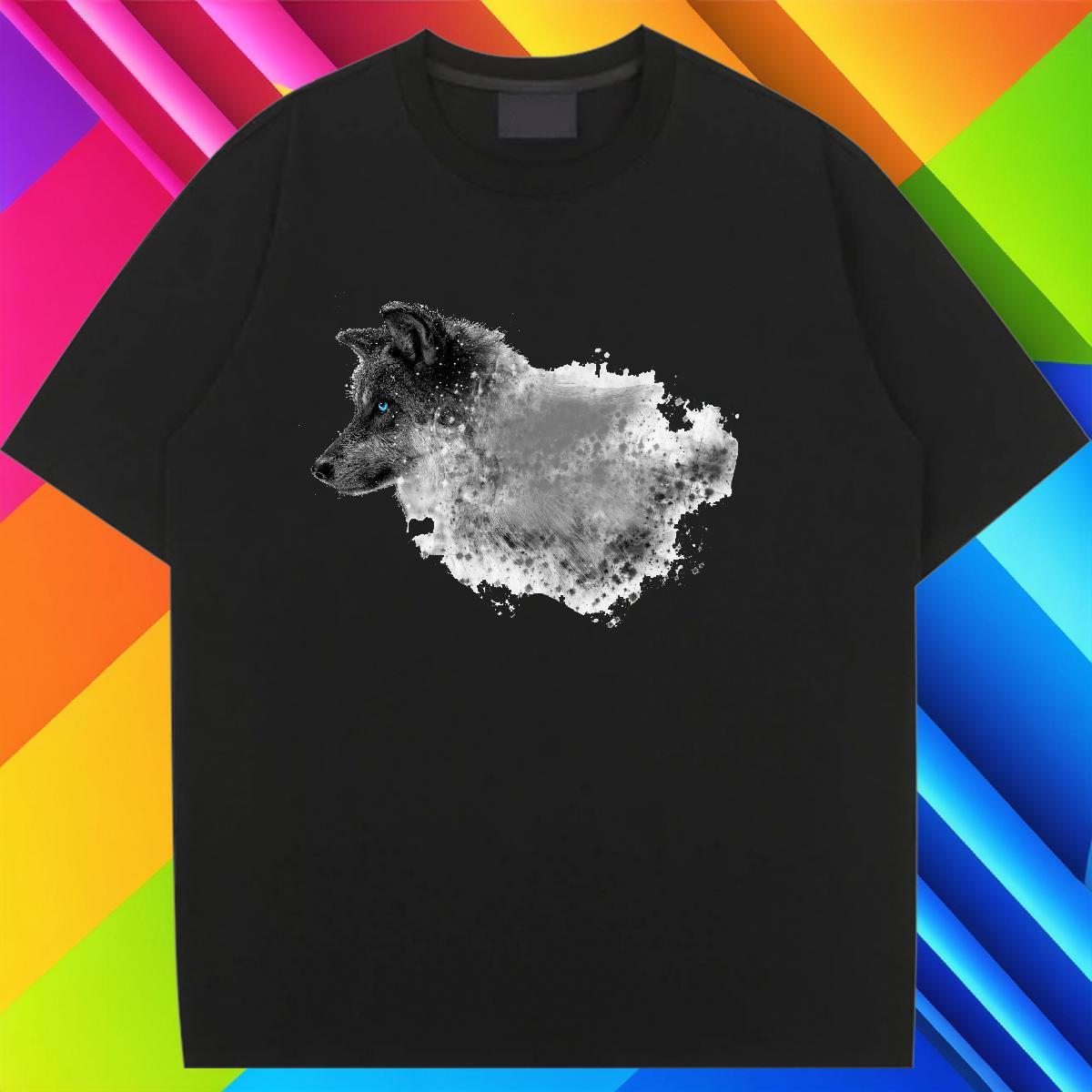 Free Shipping T shirt O Neck Short Sleeves Lady T shirt Custom Print Oversized wolf Casual Daily Wear 230g 100% Cotton 2024 Tees