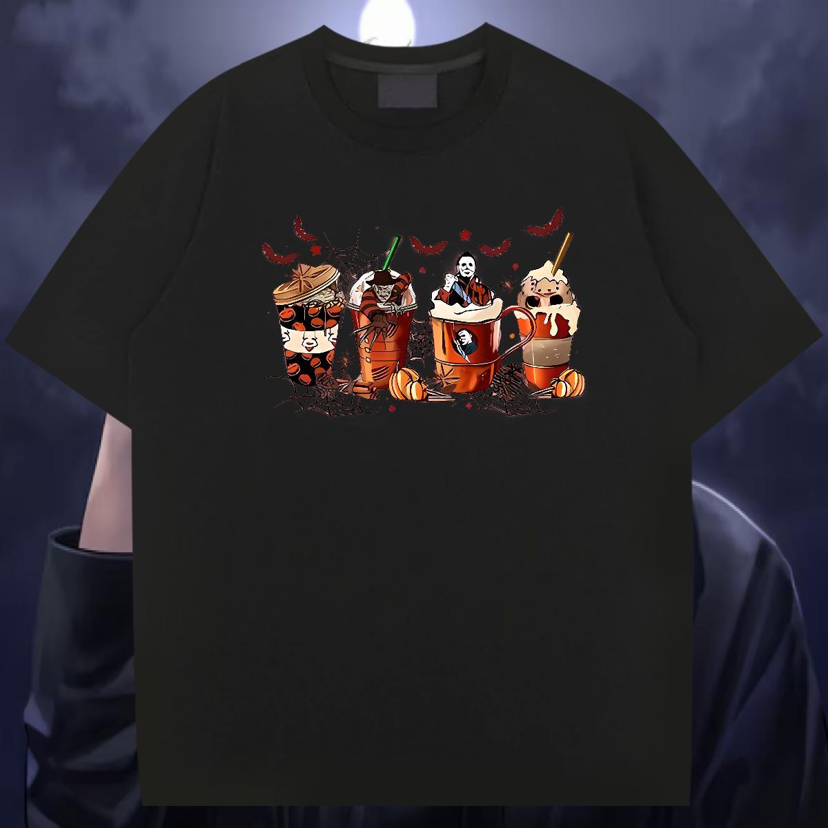 Free Shipping T-Shirts 100% Cotton 230g halloween Daily Outfit Clothings Short Sleeve Soft Wholesale Men Clothes T-Shirt Customized Print