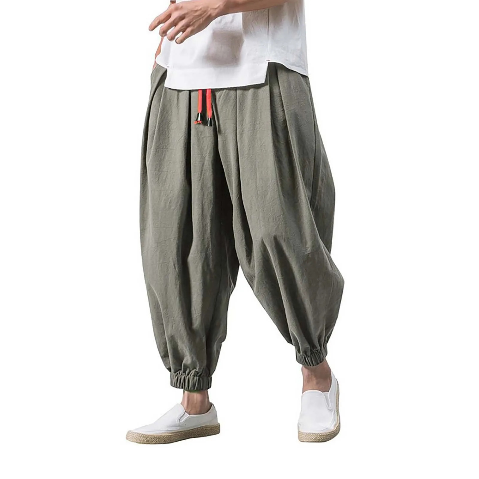 Loose Casual Wide Sweatpants Male Cargo Pants Elasticated Solid Summer Fitness Baggy Streetwear Pantalones 240806
