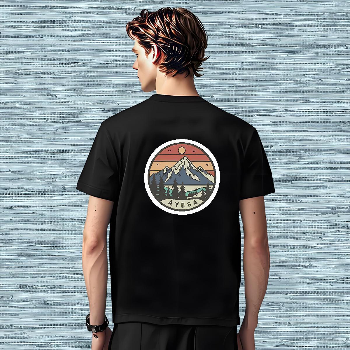 2024 DIY Men T Shirts mountains Tees Shirts 230g Pure Cotton Outdoor Cool Design Plus Size Cartoon Breathable Soft Tshirt for Man Woman