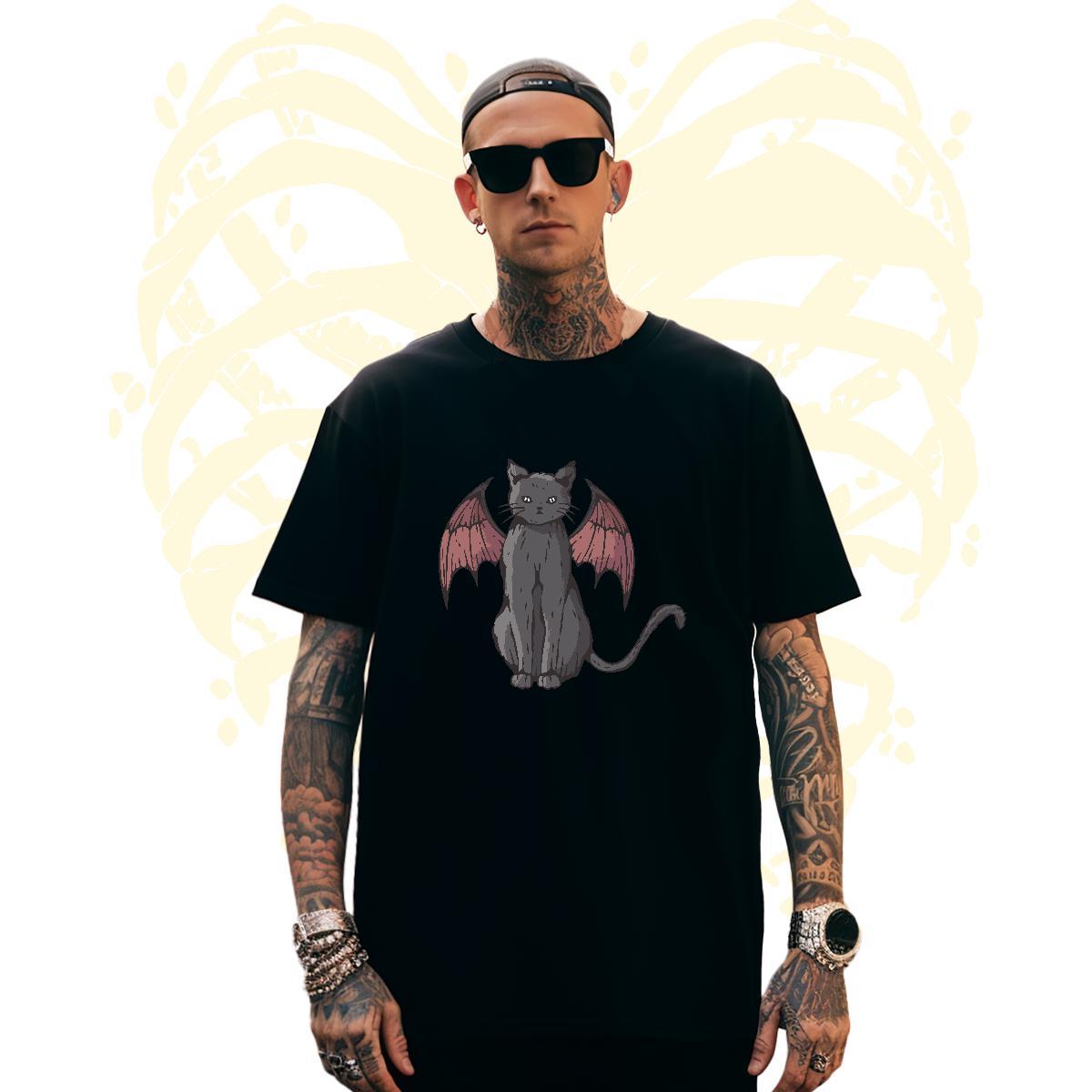 Brand Couples T Shirts 230g Pure Cotton cat T-Shirts Street wear Hip Hop Crew Neck Breathable Plus Size Cartoon Fashion Design Tops Tees