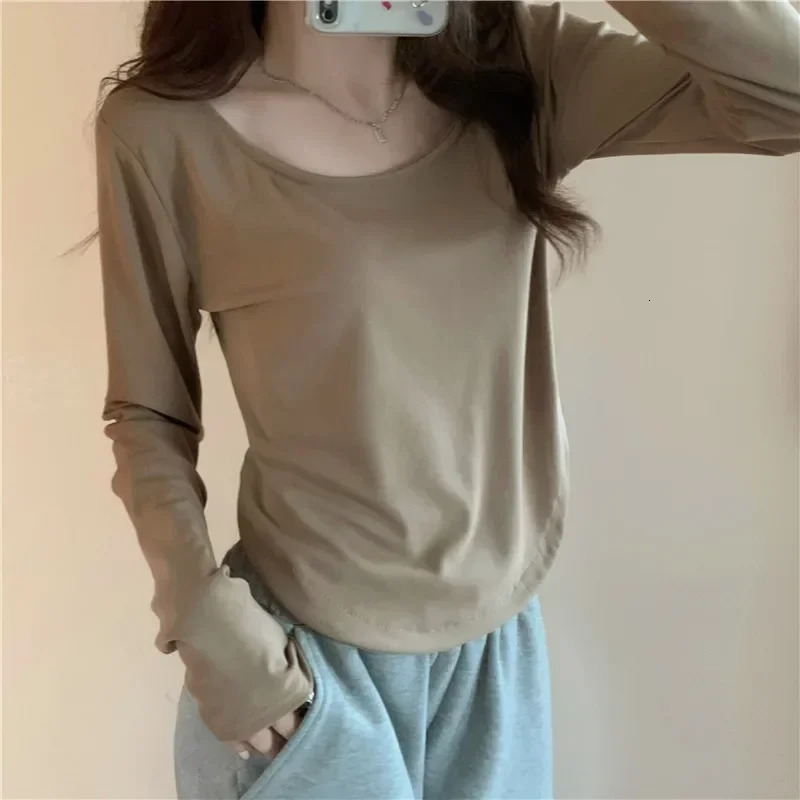 WomenS Long Sleeve T Shirt Autumn Winter Y2k Crop Top Casual Slim Fit Pullovers Korean O-Neck Top Streetwear Female Basic Tee 240806