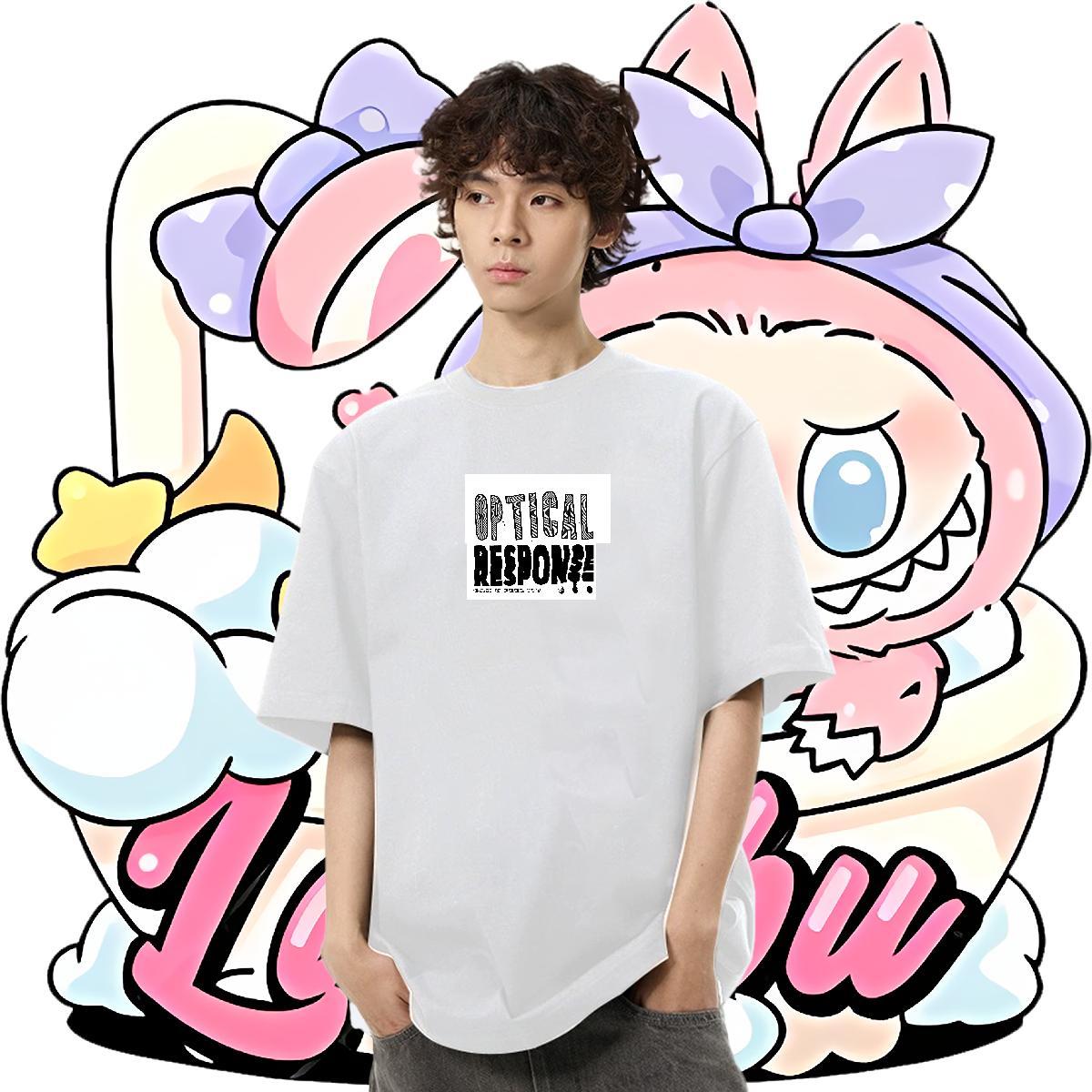 Cool Couples T Shirts 230g Pure Cotton Anime Printing Street letter DIY Printed Breathable Short Sleeve 2024 Designer T shirt Clothes