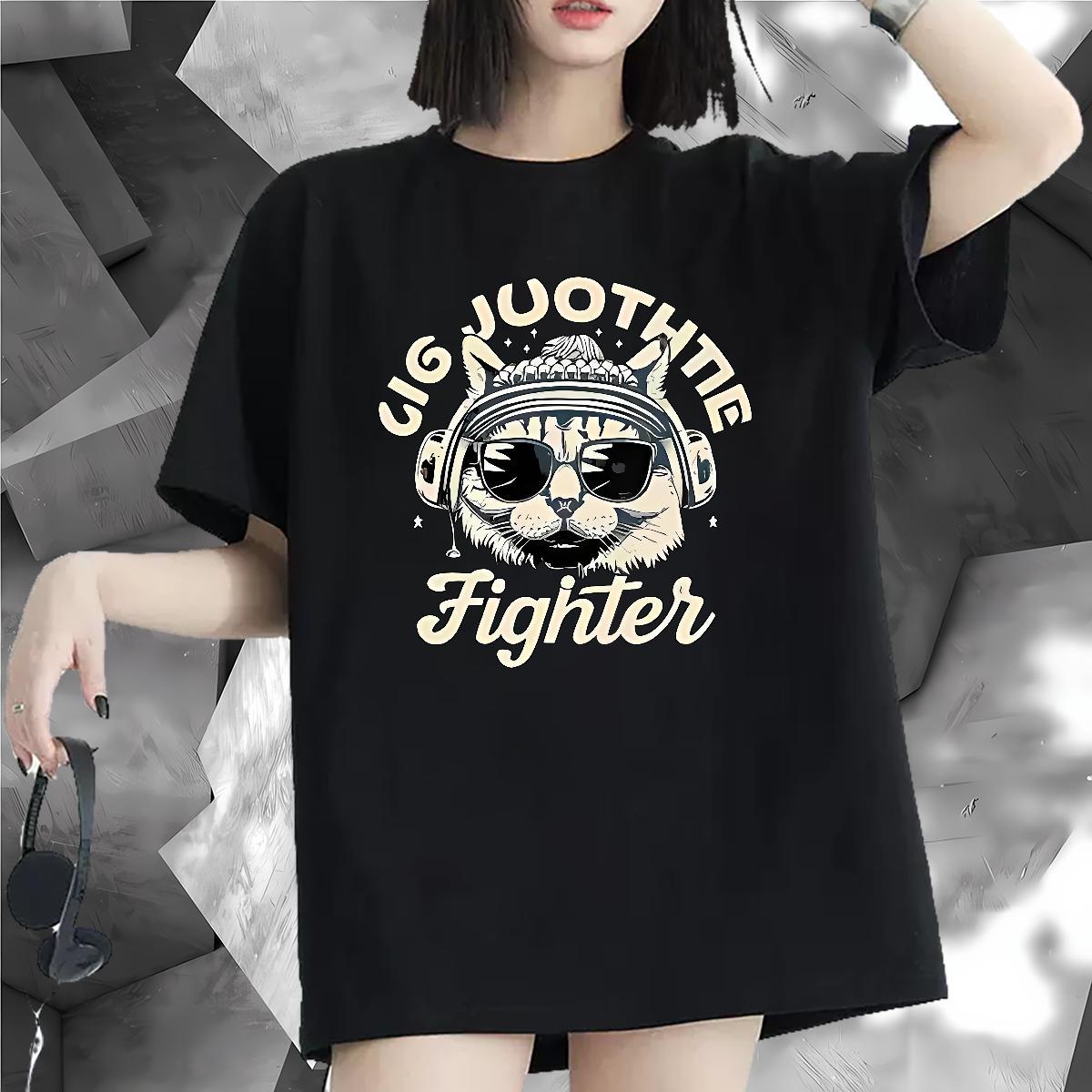 Lady T Shirts Women Breathable Short Sleeve Women Tshirts White Plus Size cat Hip Hop 230g Pure Cotton DIY Tees