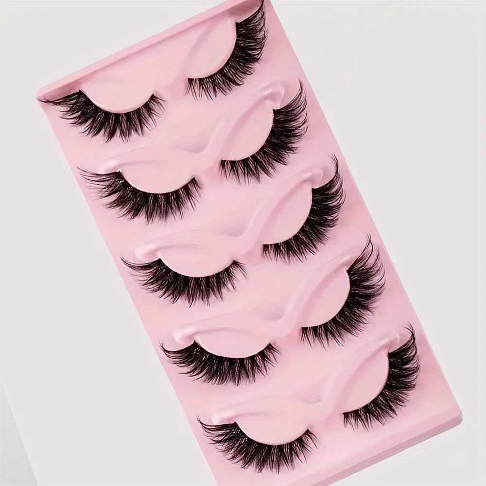 5 pairs of false eyelashes - naturally long cat eye style wingtip cartoon eyelashes for eye lifting W240803