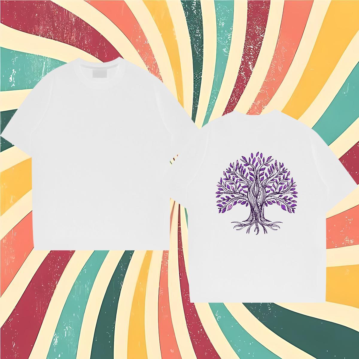 Classic Mens T Shirts 230g 100% Cotton tree Anime Printing Street Tees Crew Neck TOP Quality Couples T Shirts White Plus Size