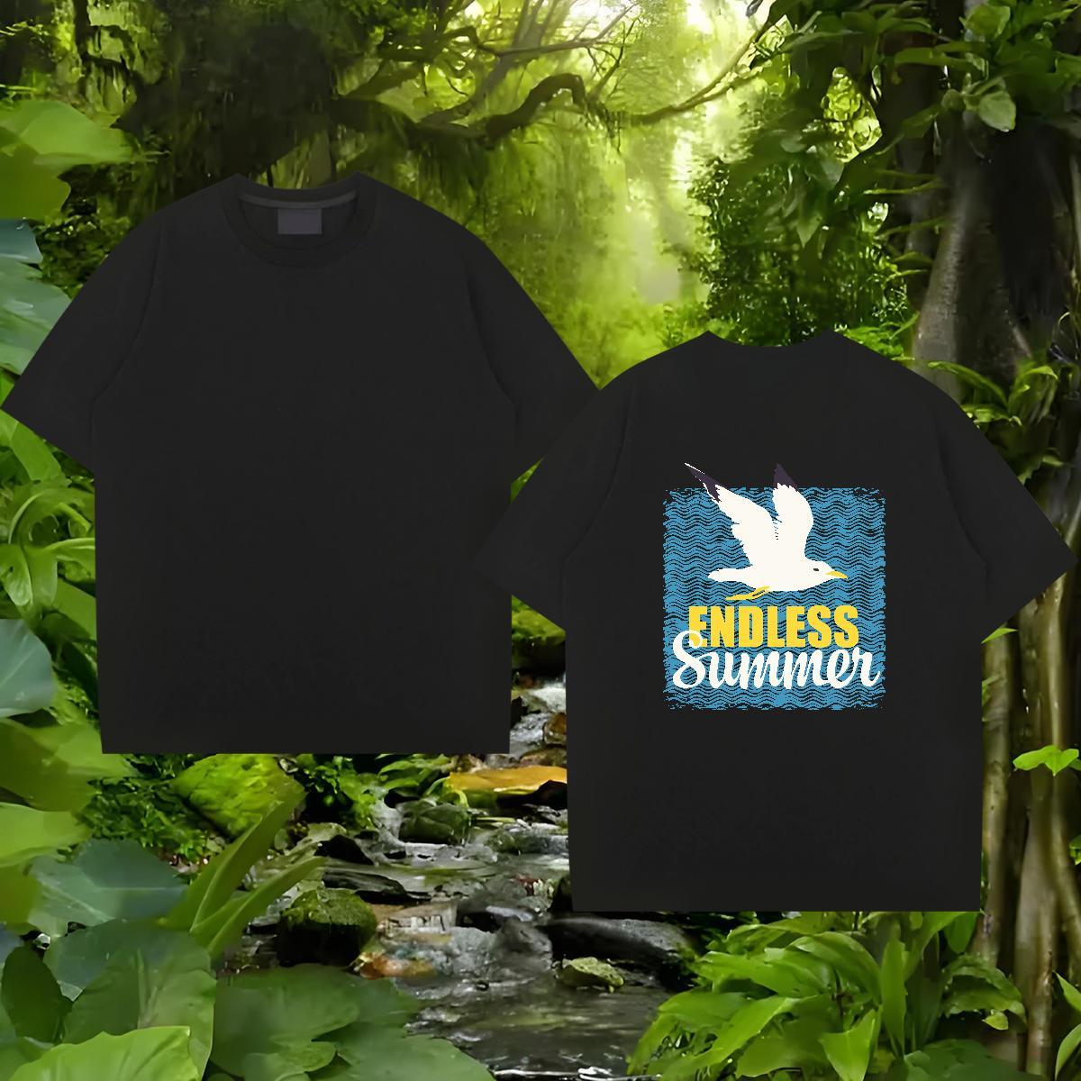 Stylist T Shirt For Man 100% Cotton 230g bird Casual Beach Tees Breathable Crew Neck Brand Men Tshirts Custom Big Size