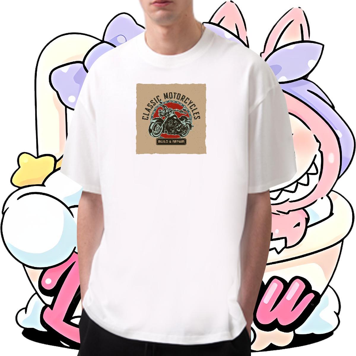 TOP Quality Men Tops Tees 230g 100% Cotton Home Outdoor Motorcycle Custom Print Oversized Breathable Crew Neck DIY Customized T-Shirts for Men Tshirts