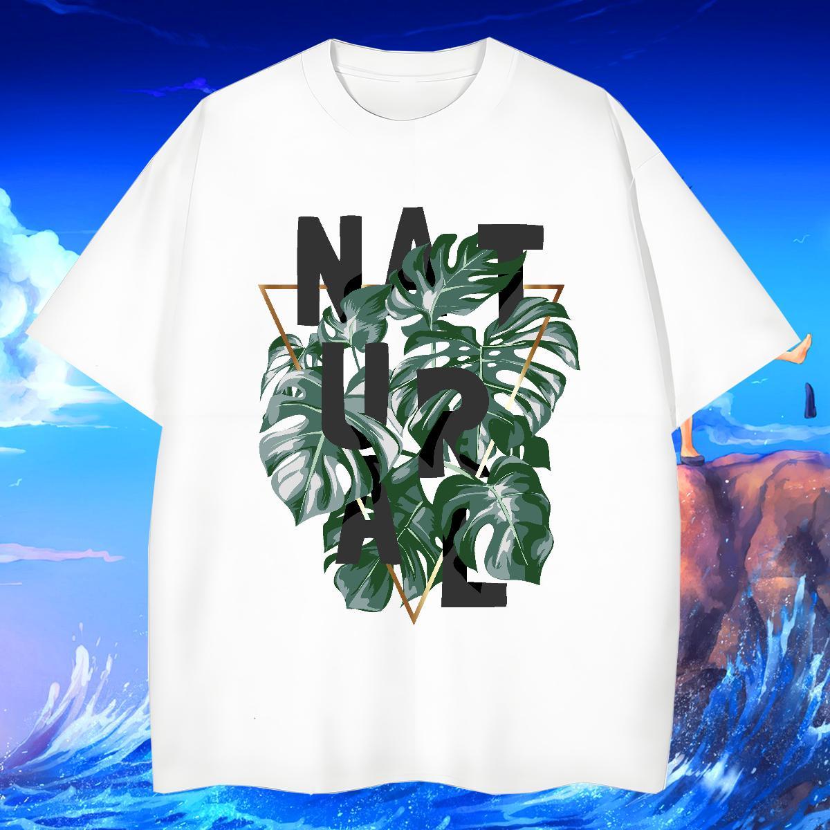 T-Shirts 230g 100% Cotton tree High Street Hip Hop Crew Neck Oversized Tshirt for Man Woman Brand Loose Wear