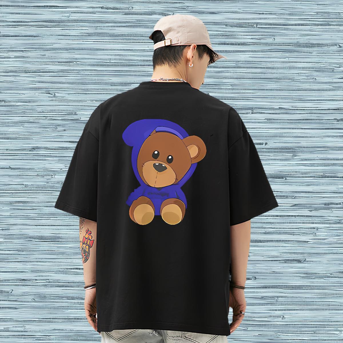2024 Man T Shirts 100% Cotton 230g bear Daily Outfit Clothes Breathable Short Sleeve TOP Quality Men Tees DIY Printed