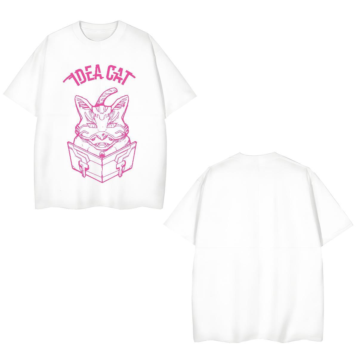 Cool Men Tees 230g Pure Cotton cat Man T Shirts Street Casual Crew Neck Breathable White Plus Size Fashion Tees Shirts