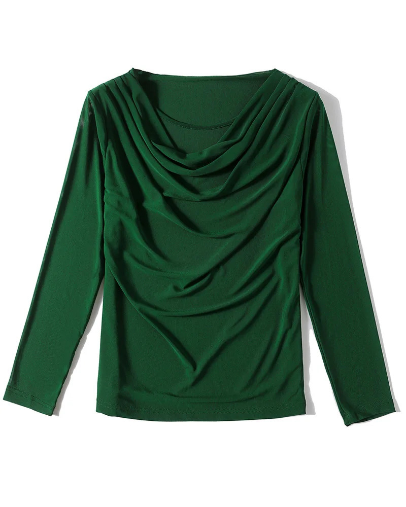 O Neck Mesh Tees Tops Women Long Sleeve T Shirts Solid Color Autumn T-Shirts Women Fashion Clothing 240806