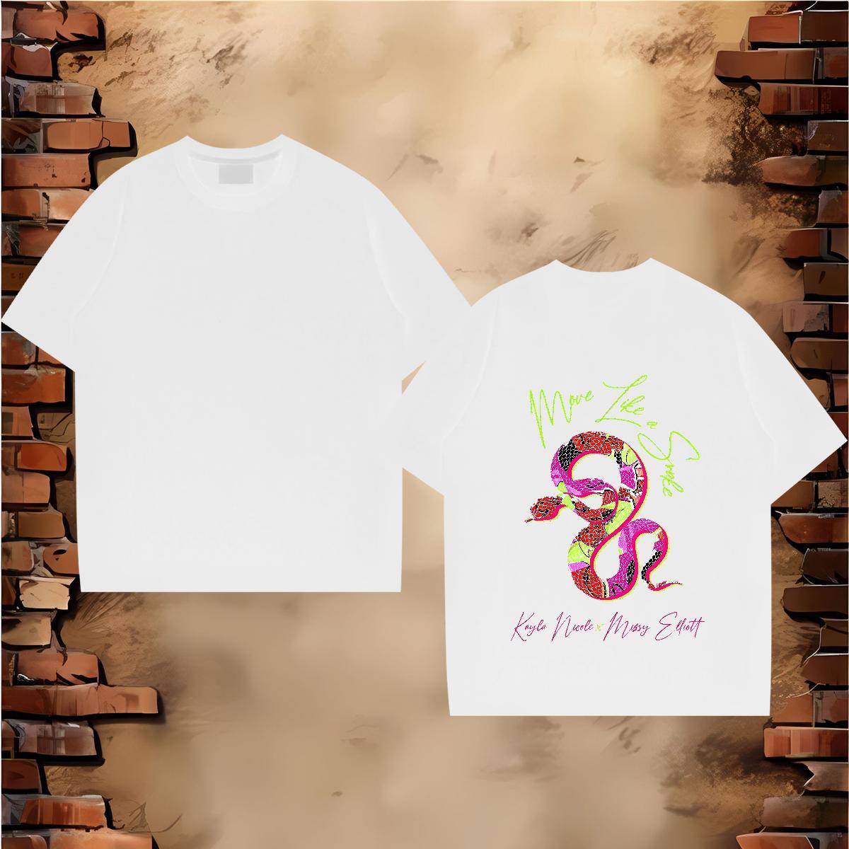Stylist Mens T Shirts 230g Pure Cotton snake Daily Wear Tops Shirt Short Sleeve O-Neck Loose Men Tees Cartoon Print
