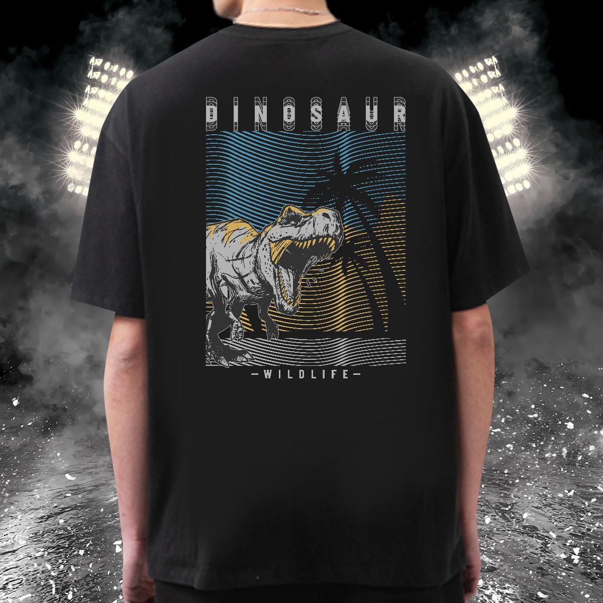 2024 New Men T Shirts 100% Cotton 230g dinosaur Daily Wear Tees Short Sleeve O-Neck Unisex Tshirts DIY Printed