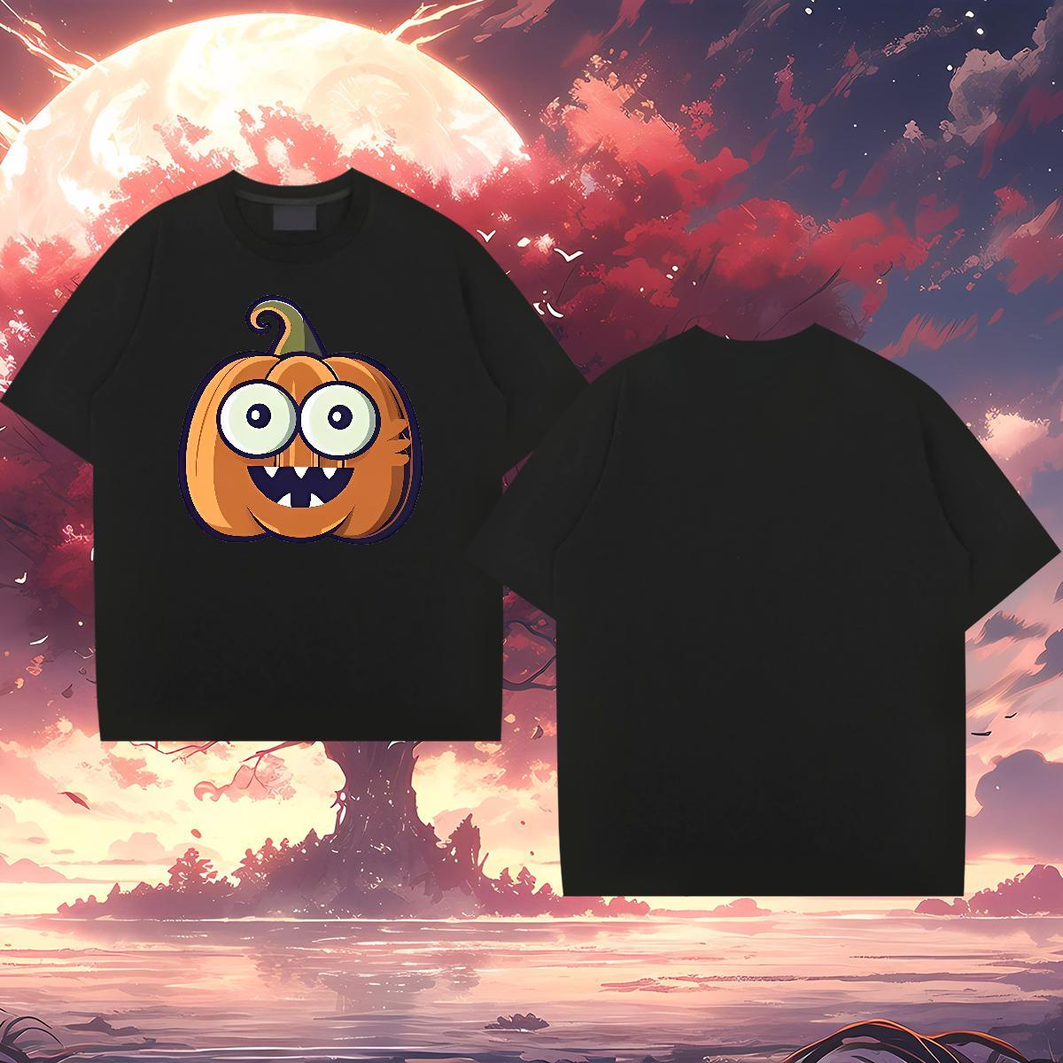 T-Shirts for Men 100% Cotton 230g pumpkin Street Breathable Plus Size Cartoon Men Tops Tees 2024 DIY Wholesale Tops Shirt