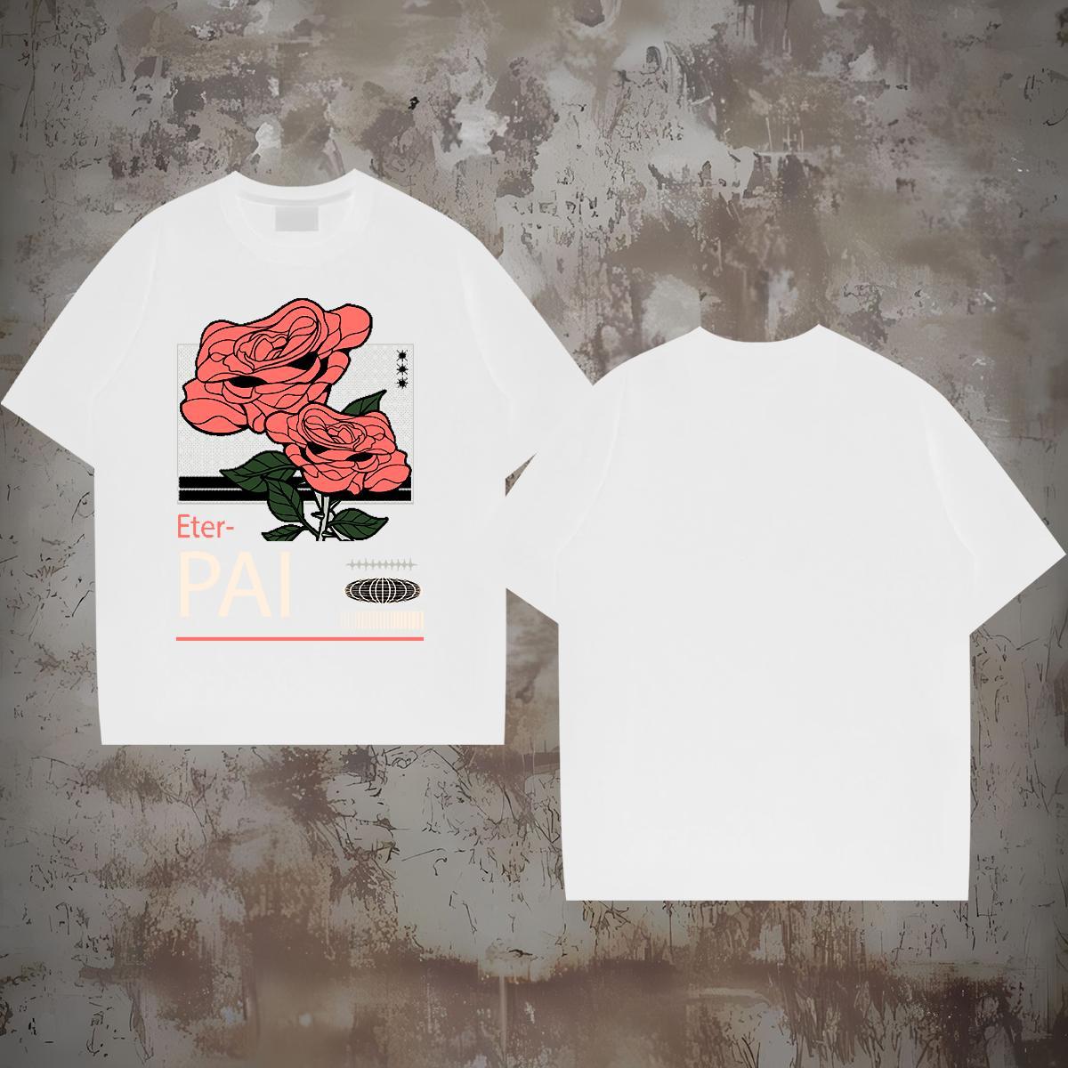 Man T Shirts 230g Cotton flower Daily Outfit Pure Cotton Custom Print Oversized Men Tops Tees Fashion Casual Cool Design Top Tees