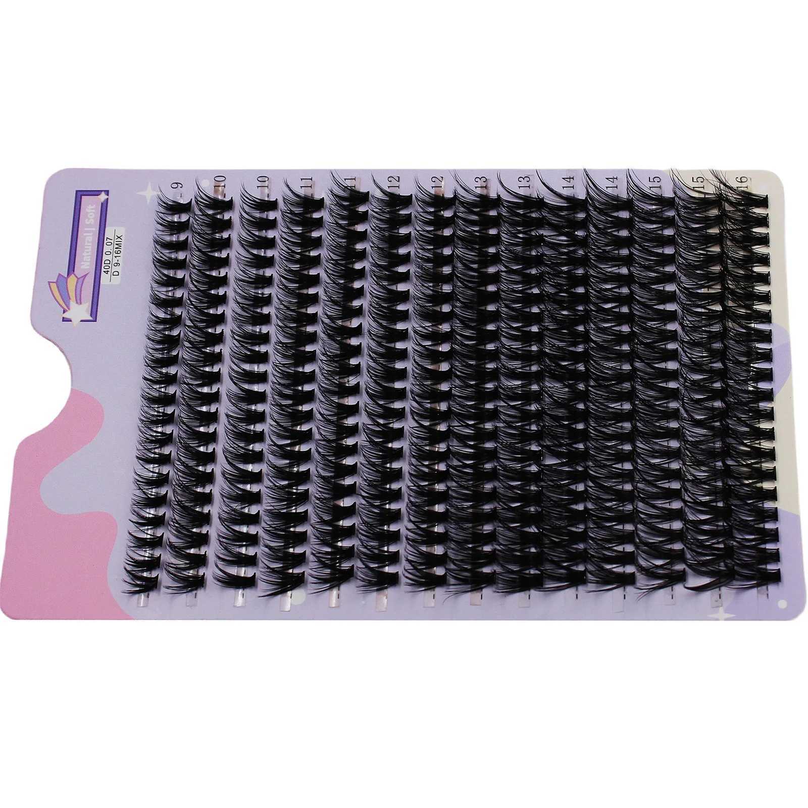 14 rows 280 clusters 40D mixed 9-16mm clusters eyelash extensions natural thick false eyelashes 3D strips personal eyelashes W240803