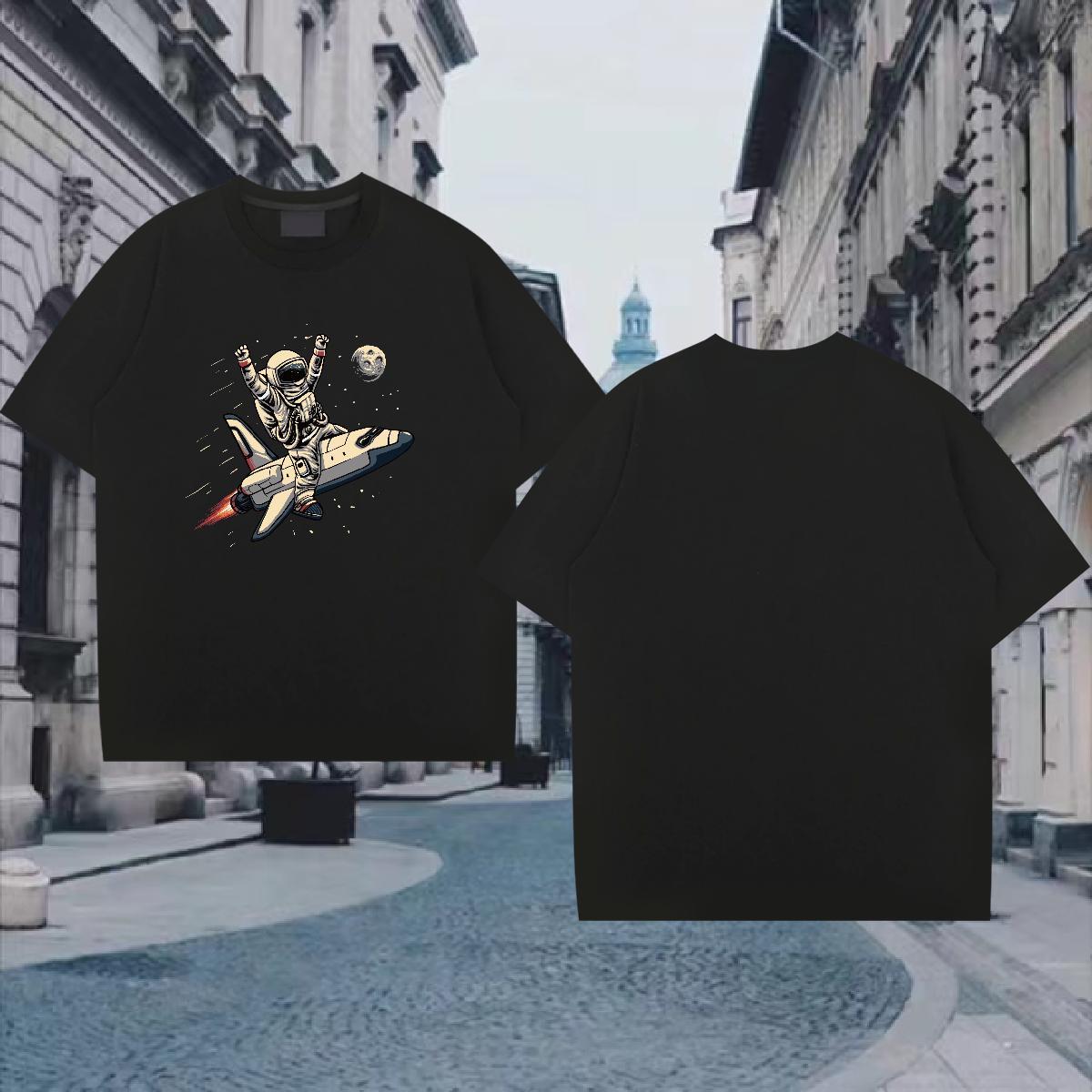 Men T Shirts 100% Cotton 230g cosmonaut Casual Short Sleeve Soft White Plus Size Tshirts Designer Cool Tees