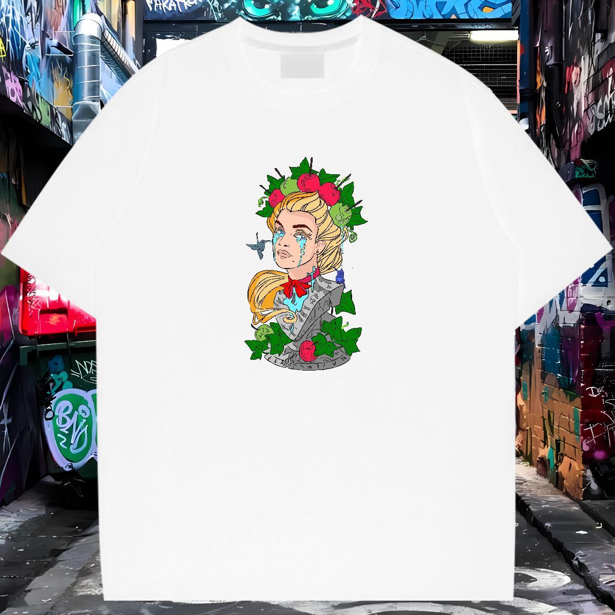 T Shirt For Man 230g 100% Cotton portrait Summer Casual O Neck Short Sleeves DIY Printed Mens Tshirts New High Quality Tee Shirt