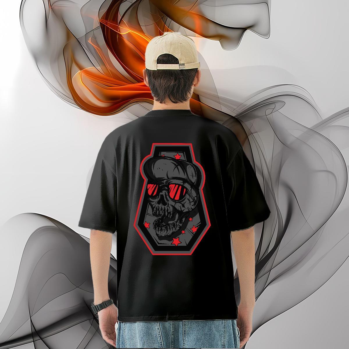Classic Casual T-Shirts for Men skull Tshirts 230g 100% Cotton Casual Daily Wear Loose Plus Size Cartoon Crew Neck Breathable Couples T Shirts