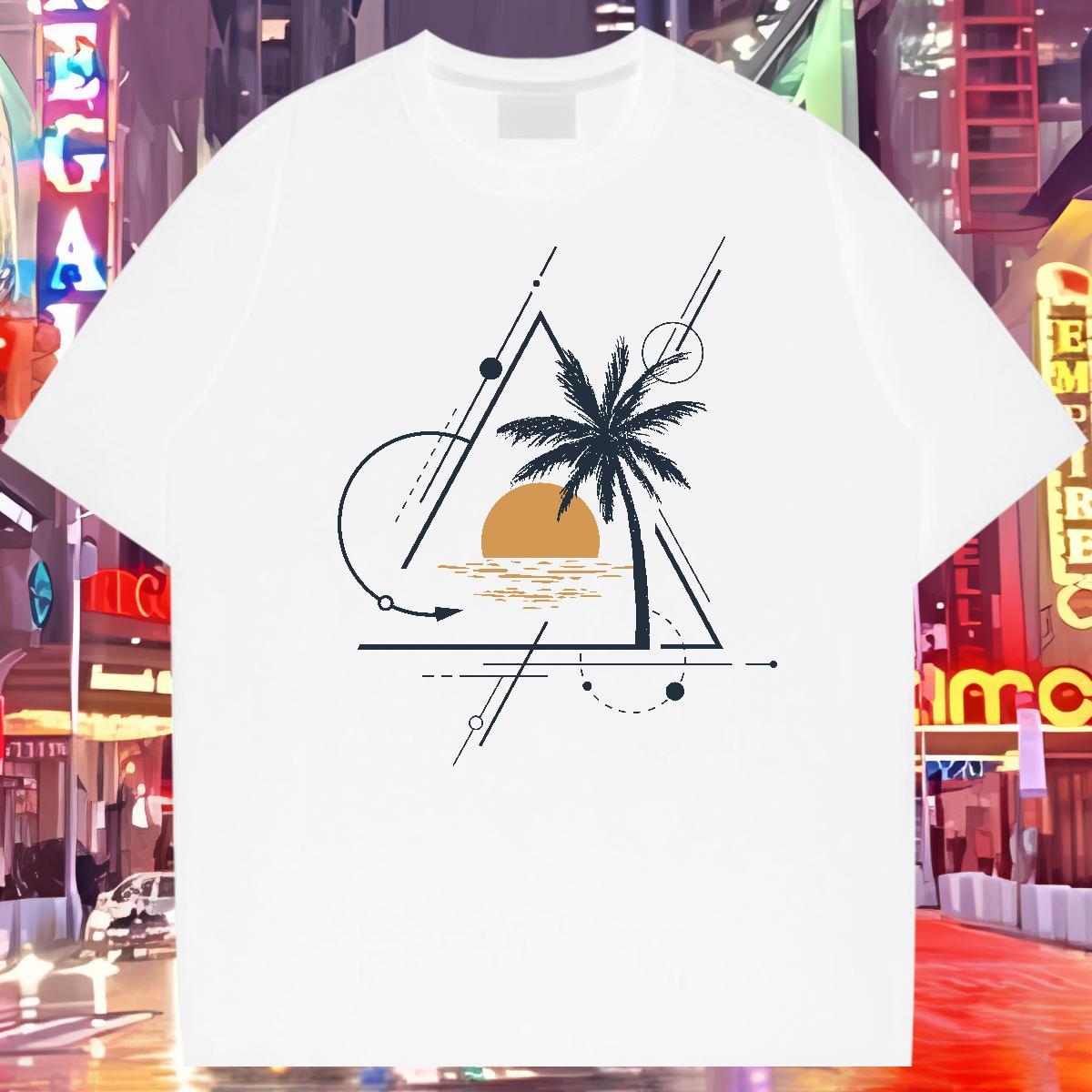 2024 Man T Shirts 230g Cotton tree Casual Tees Shirts Round Neck Short Sleeve Unisex Couples T Shirts DIY Logo Oversized
