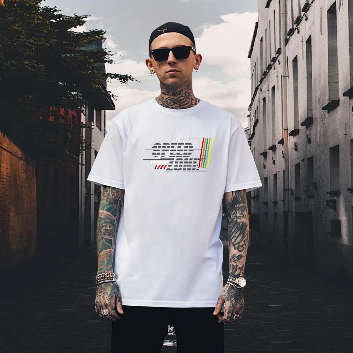 Free Shipping Men Tops Tees 100% Cotton 230g Beach letter Floral Print O Neck Short Sleeves Customized Mens T Shirts Clothes