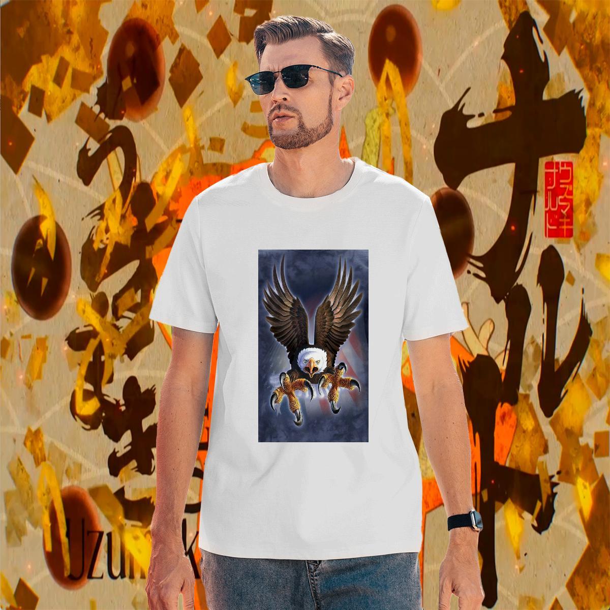 Loose Men Clothes T-Shirt 230g 100% Cotton eagle Men T Shirts Summer Casual O-Neck Short Sleeve Anime New Arrival Wear