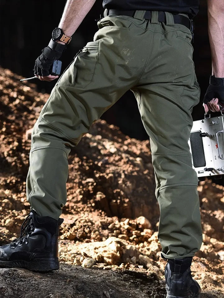 Flap Pocket Mens Fleece Straight Leg Cargo Pants Loose Casual Tactical Work For Hiking Climbing 240806