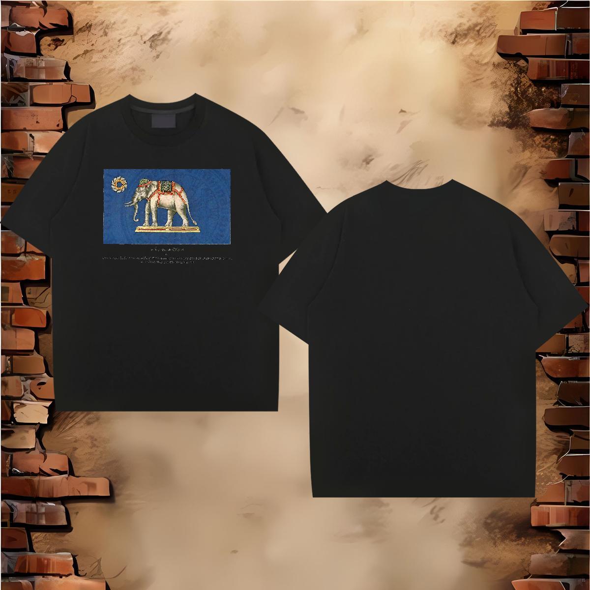 Free Shipping Man T Shirts 230g Pure Cotton elephant Casual Daily Wear Clothes Breathable Soft Designer Men Clothes T-Shirt Anime Print