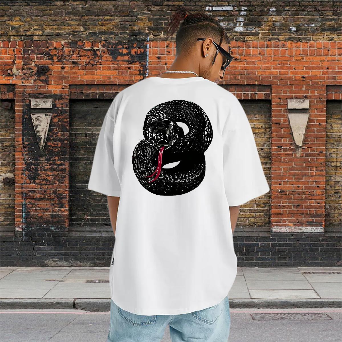 New Mens T Shirts 230g Cotton snake Hip Hop Street Tees O-Neck Short Sleeve Designer Men Tops Tees Graphic