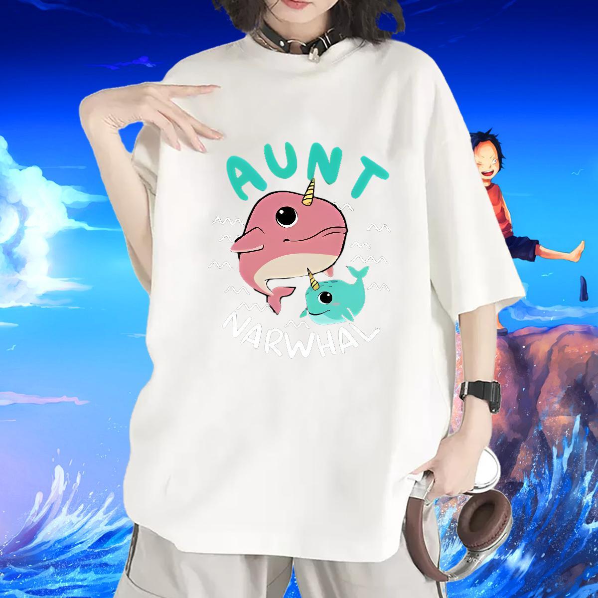 Nice Women T Shirts Breathable Short Sleeve Unisex Tshirts Cartoon Printing L-4XL dolphin Sport 230g Cotton 2024 DIY Tops Tees