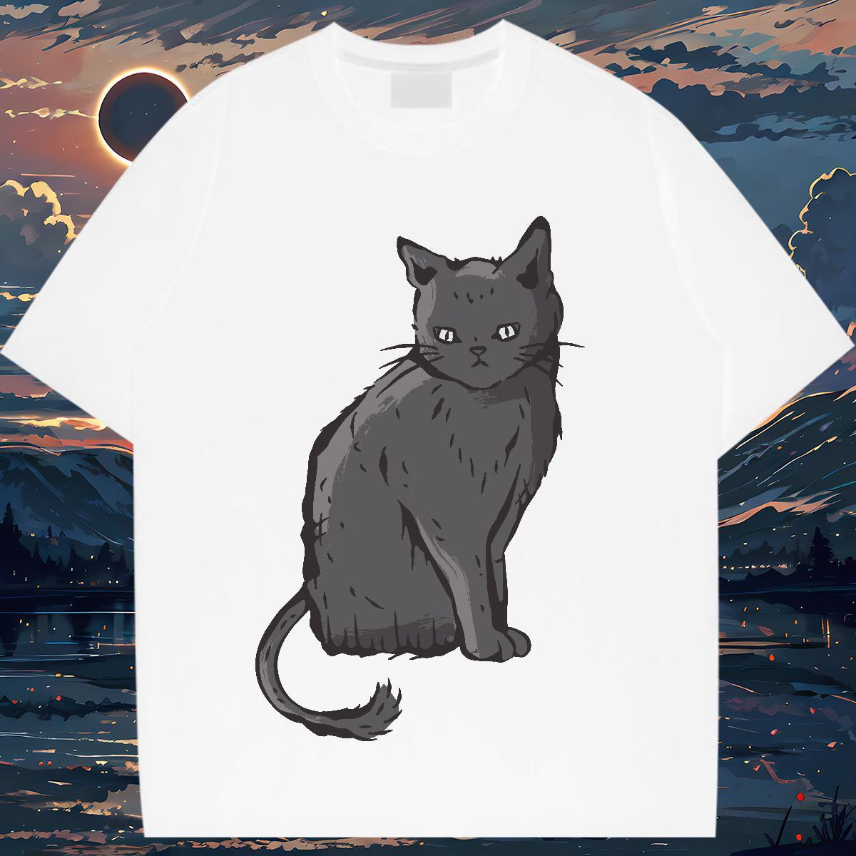 High quality T Shirts Women O-Neck Short Sleeve Women Tshirts Custom Printed cat Summer Casual 100% Cotton 230g 2024 Designer Tops