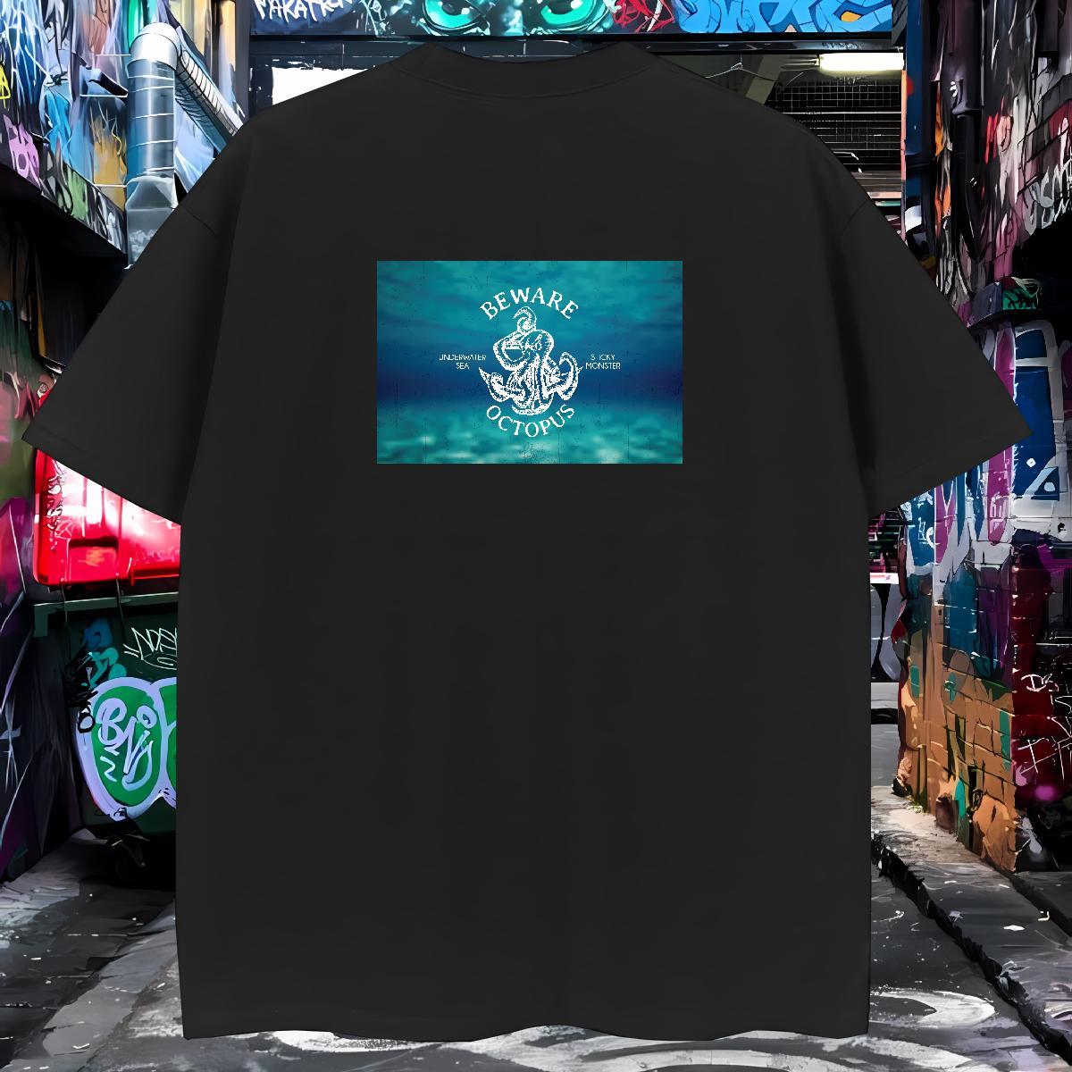 Classic Man T Shirts 230g 100% Cotton octopus Sport Tops Shirt Breathable Crew Neck High Quality Tshirts Custom Print Oversized