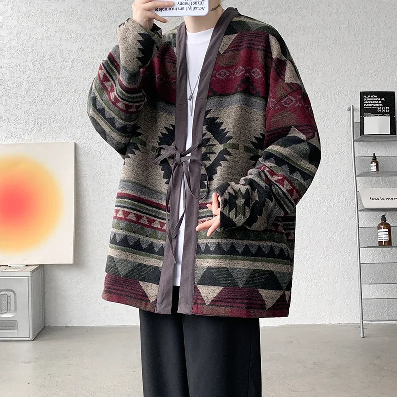 Mens shirt mens casual lace up Chinese style Taoist robe double-sided Chinese style jacket mens oversized shirt M-8XL 240806
