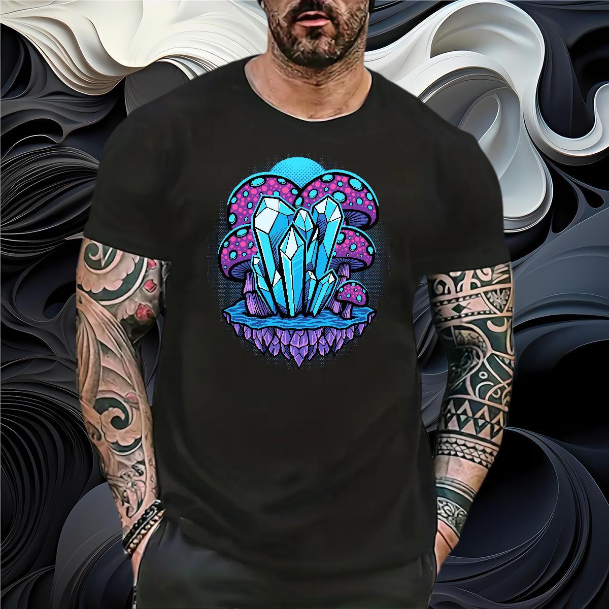 2024 DIY T-Shirts for Men 230g 100% Cotton mushroom Street Tops Tees Short Sleeve O-Neck Designer Tshirts Cartoon Printing L-4XL