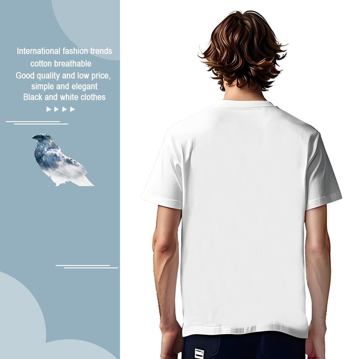 Wholesale Tshirt for Man Woman 230g Pure Cotton bird T-Shirts Daily Wear Breathable Crew Neck Black White Casual New Polos